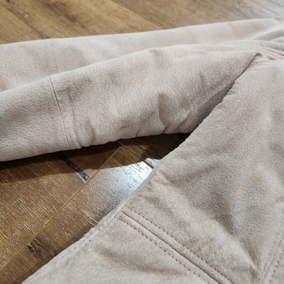 Vtg Y2K shearling penny lane leather suede overcoat large retro 70s hippie cozy - Picture 10 of 11